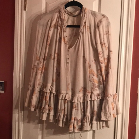 Free people clover field dress xs 0 2 tunic top shirt ruffle - Picture 1 of 4